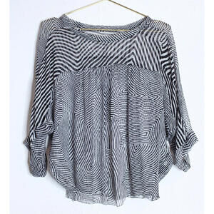 Black & White Striped Sheer Women's Top
